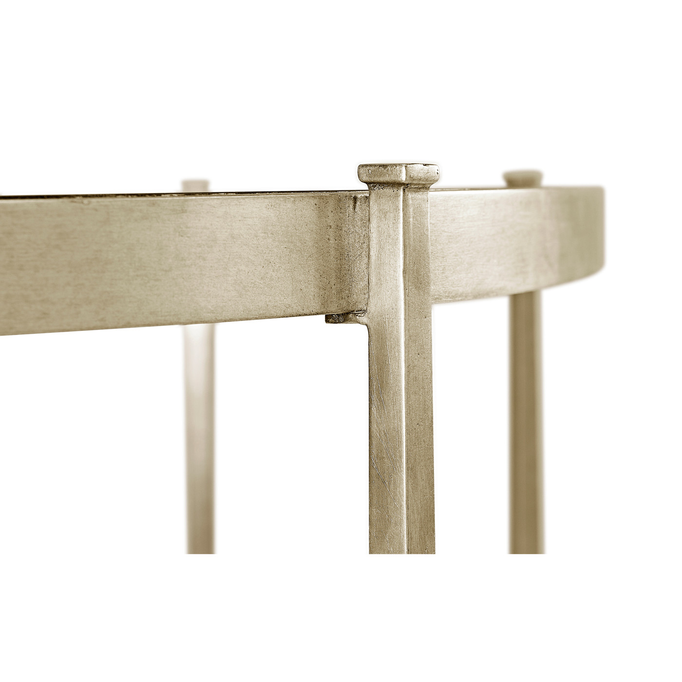 Large Églomisé & Silver Iron Demilune Console 