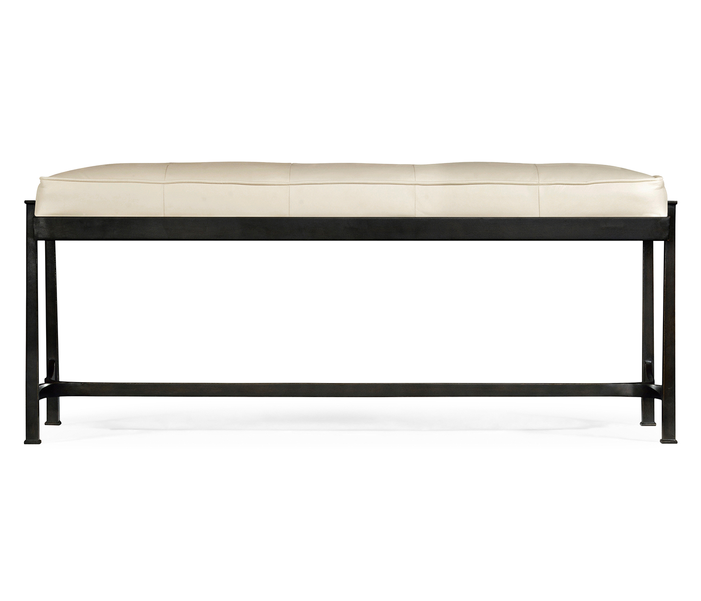 Bronze Iron & Cream Leather Bench