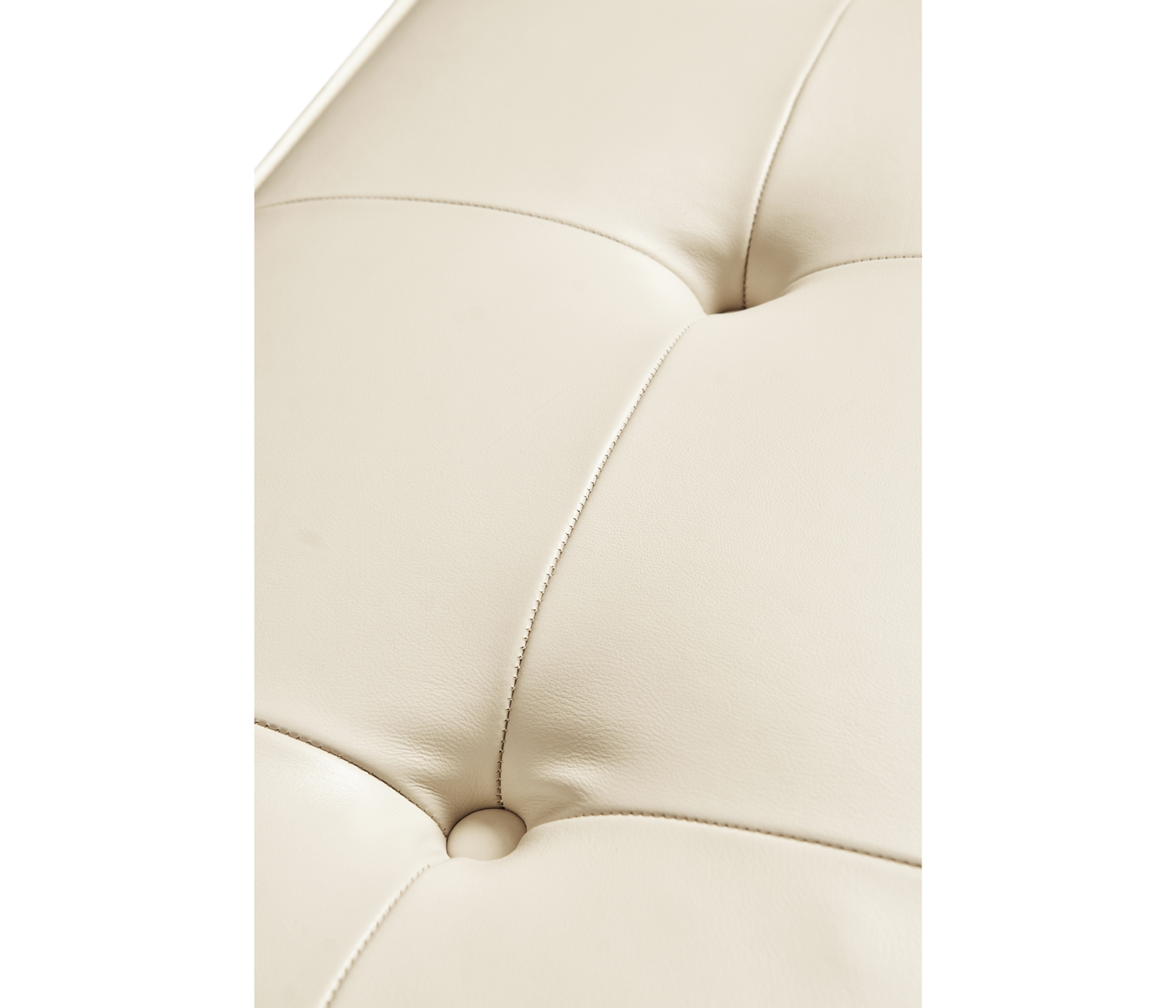 Gilded Iron & Cream Leather Bench