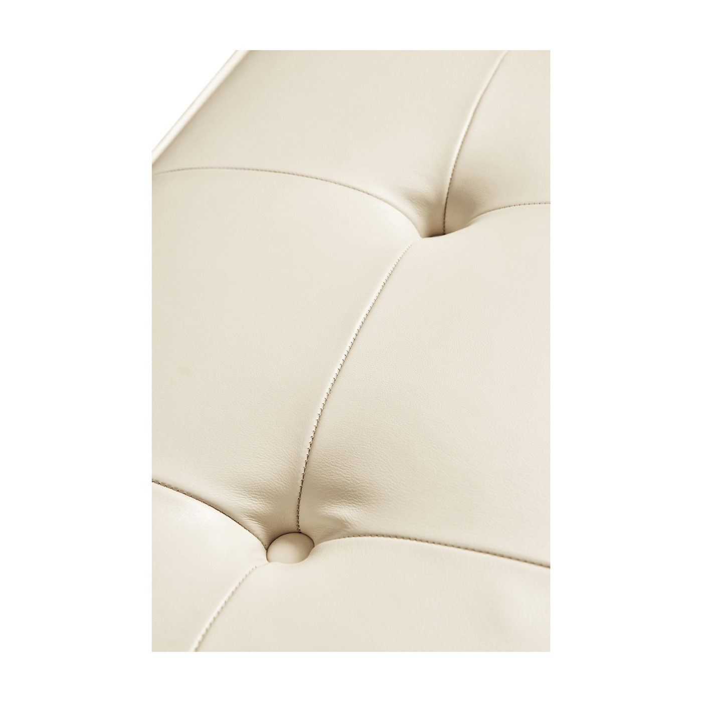 Gilded Iron & Cream Leather Bench