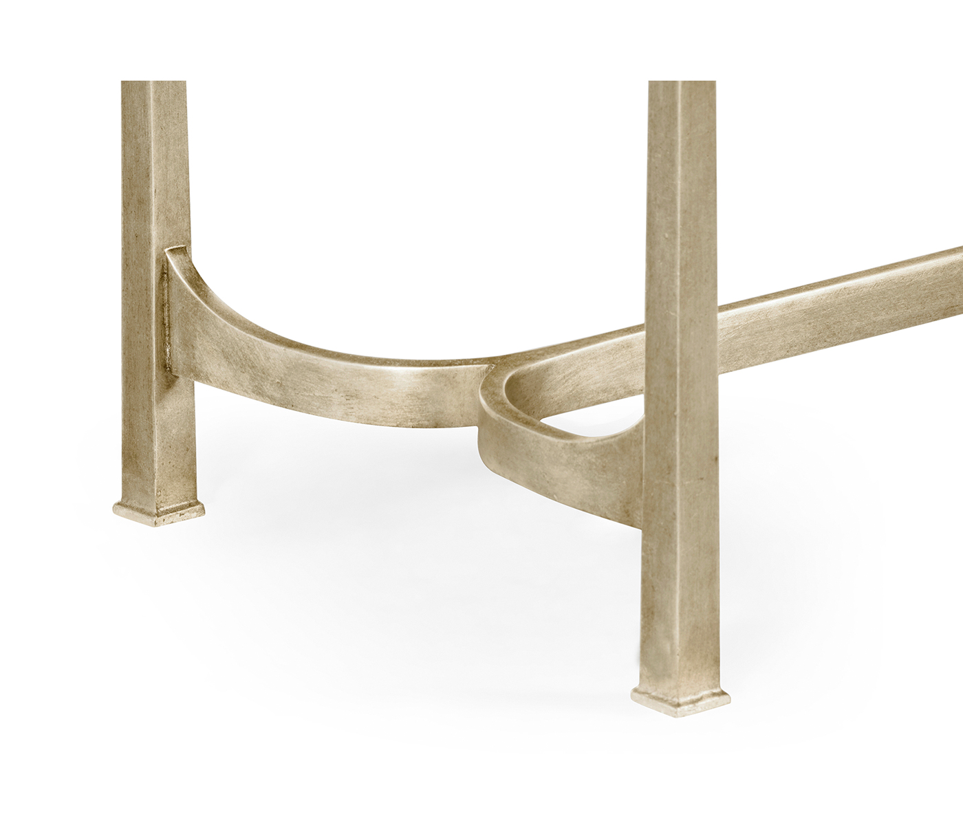 Silver Iron & Cream Leather Bench