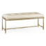 Silver Iron & Cream Leather Bench