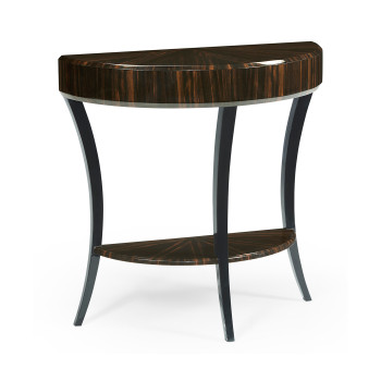 Small Demilune Art Deco Macassar Ebony High Lustre Console Table