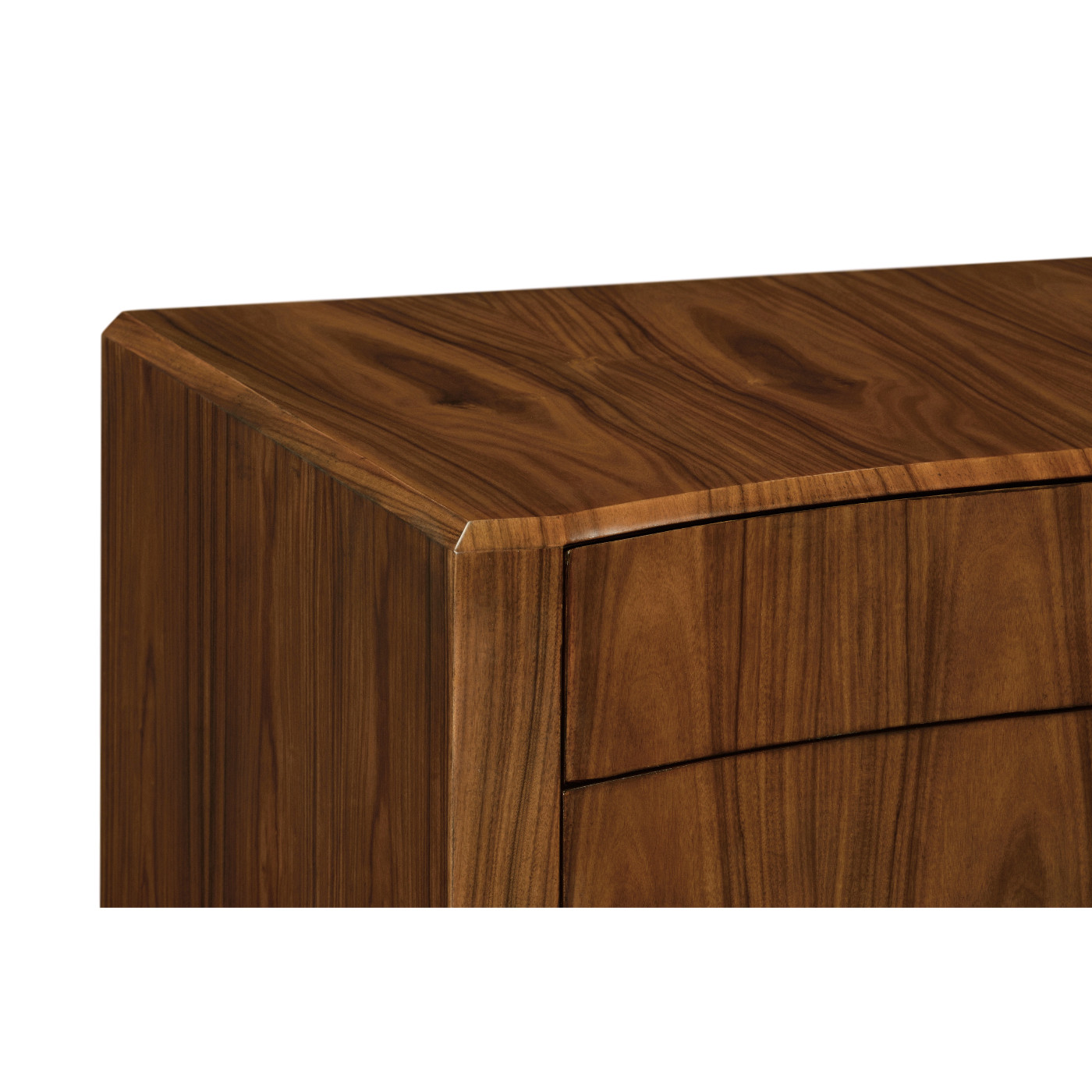 Art Deco curved chest of drawers with stainless steel handles (High lustre)