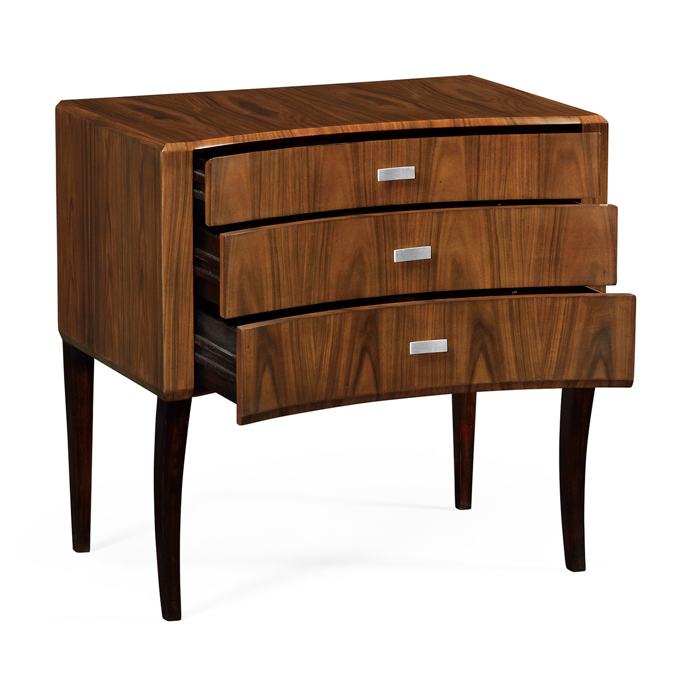 Art Deco curved chest of drawers with stainless steel handles (High lustre)