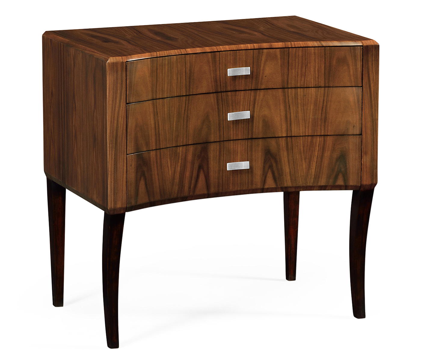 Art Deco curved chest of drawers with stainless steel handles (Satin)