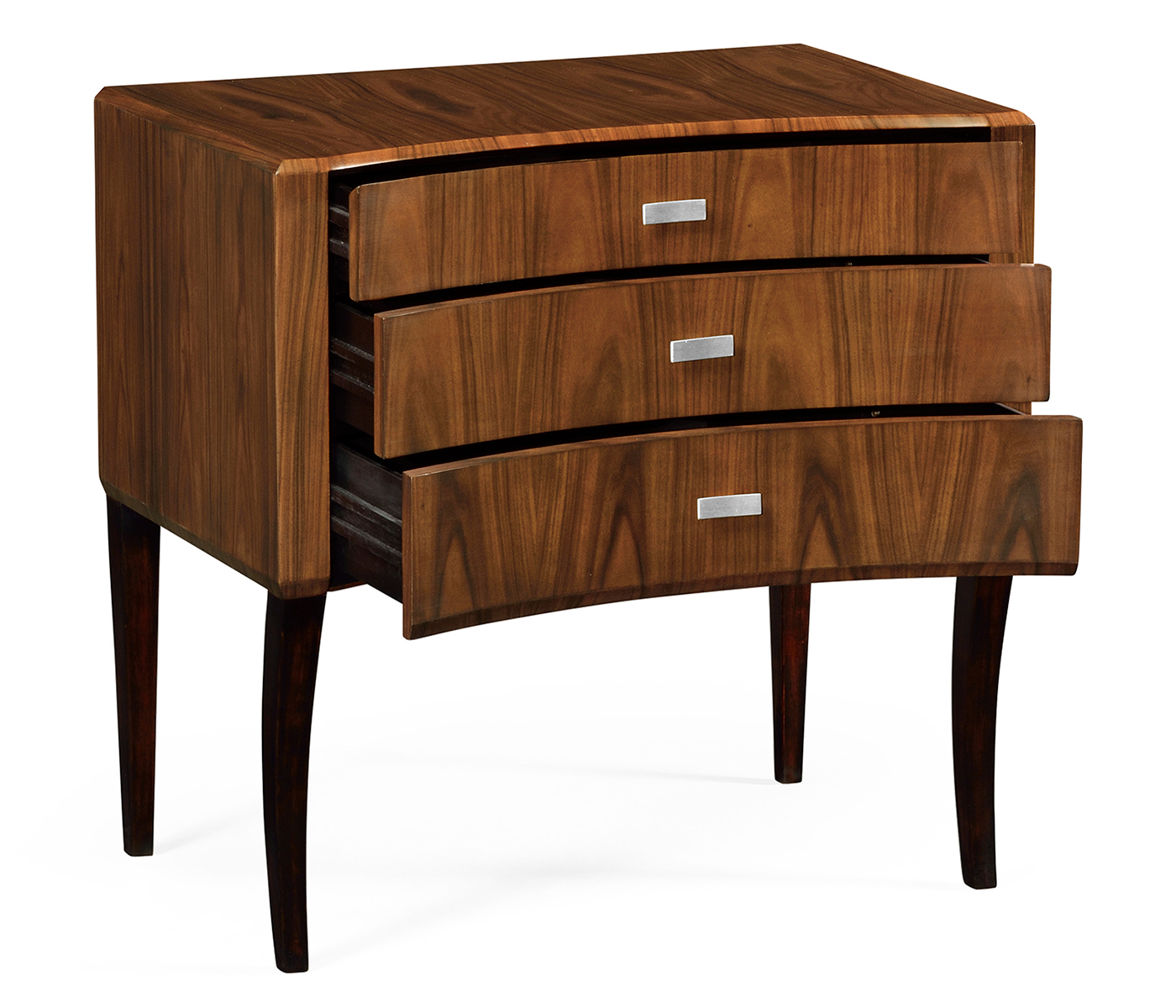 Art Deco curved chest of drawers with stainless steel handles (Satin)