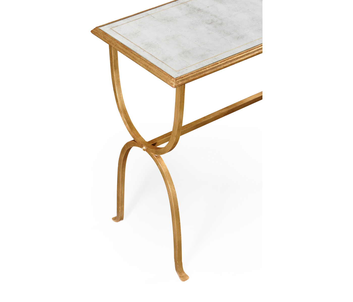 Églomisé & Gilded Iron Horseshoe Console