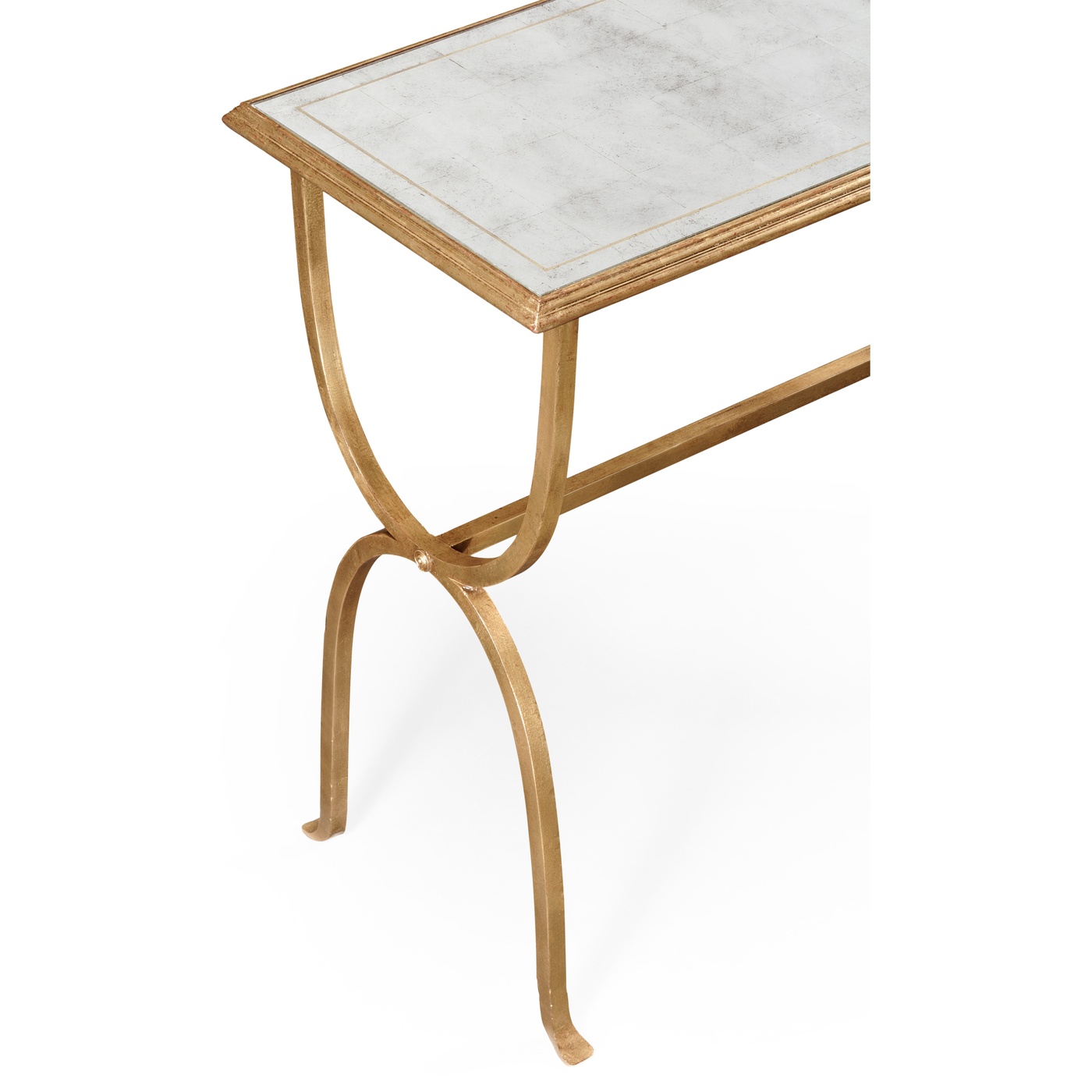 Églomisé & Gilded Iron Horseshoe Console