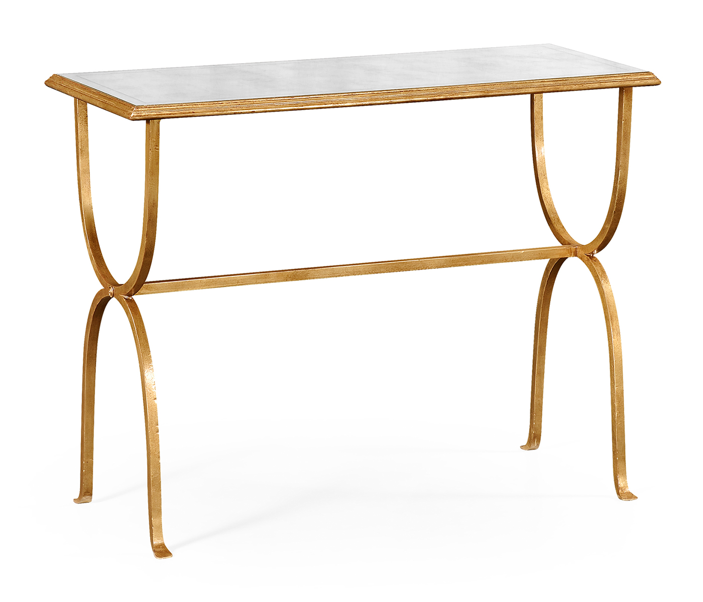 Églomisé & Gilded Iron Horseshoe Console