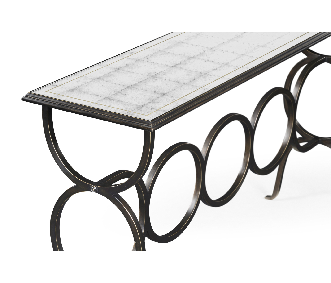 Églomisé & Bronze Iron Circles Console