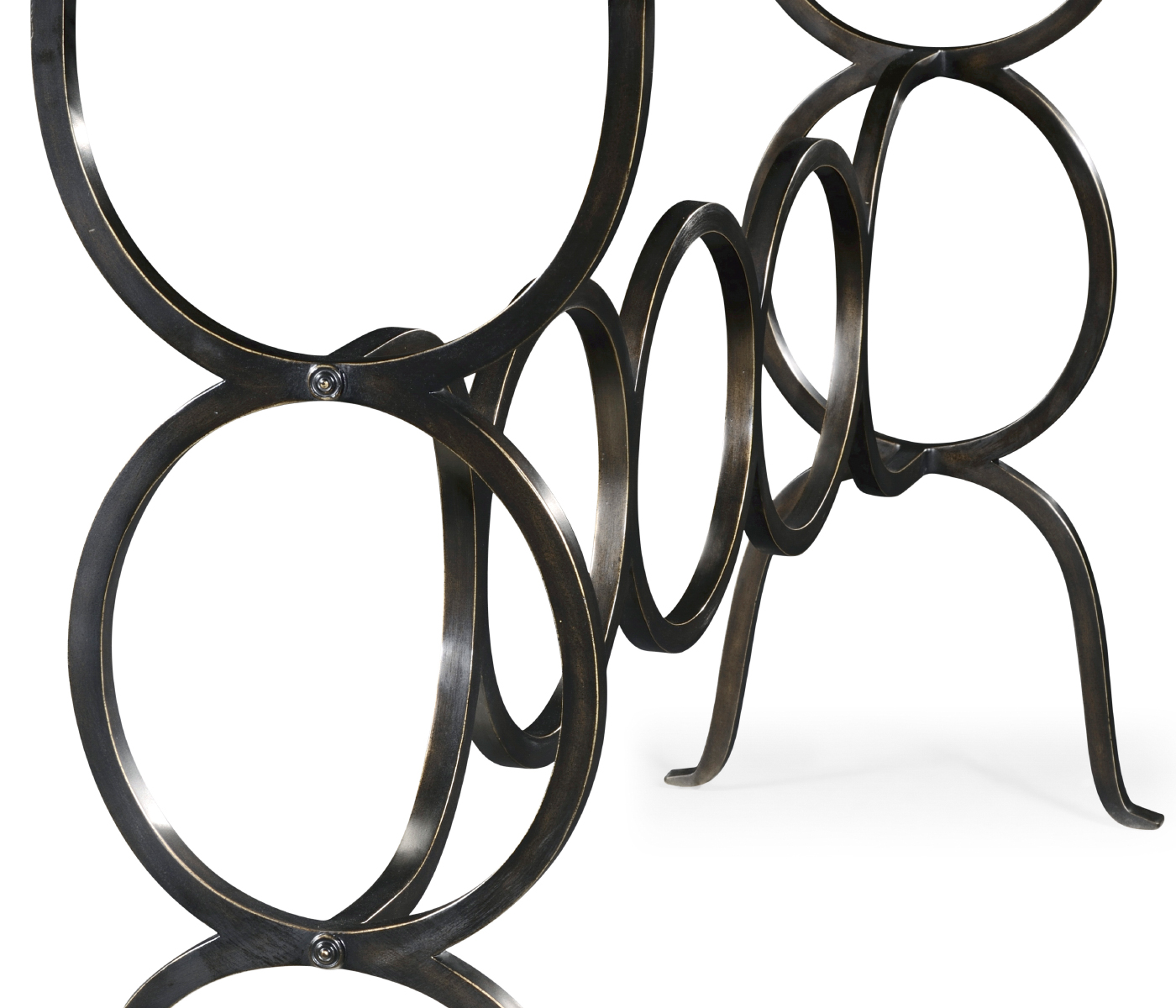 Églomisé & Bronze Iron Circles Console