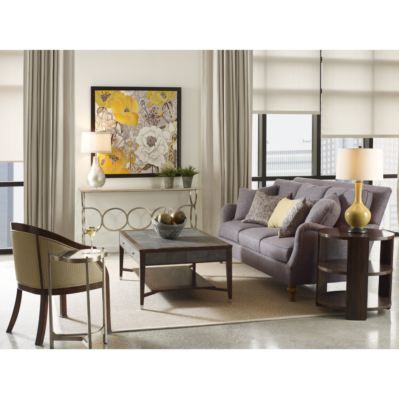 Églomisé & Gilded Iron Circles Console