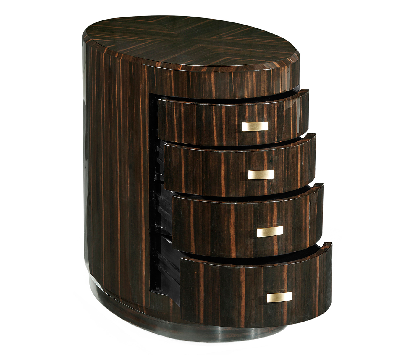 Oval Art Deco Macassar Ebony High Lustre Chest of Drawers