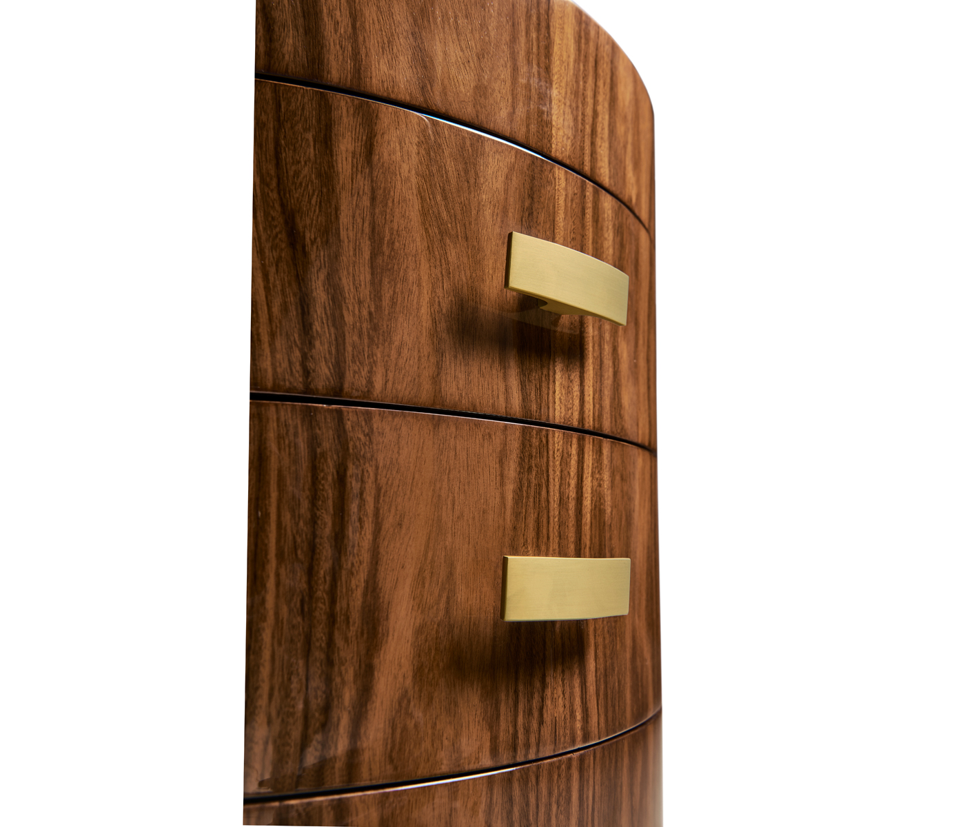 Art Deco Oval Chest of Drawers with Brass Handles (High Lustre)