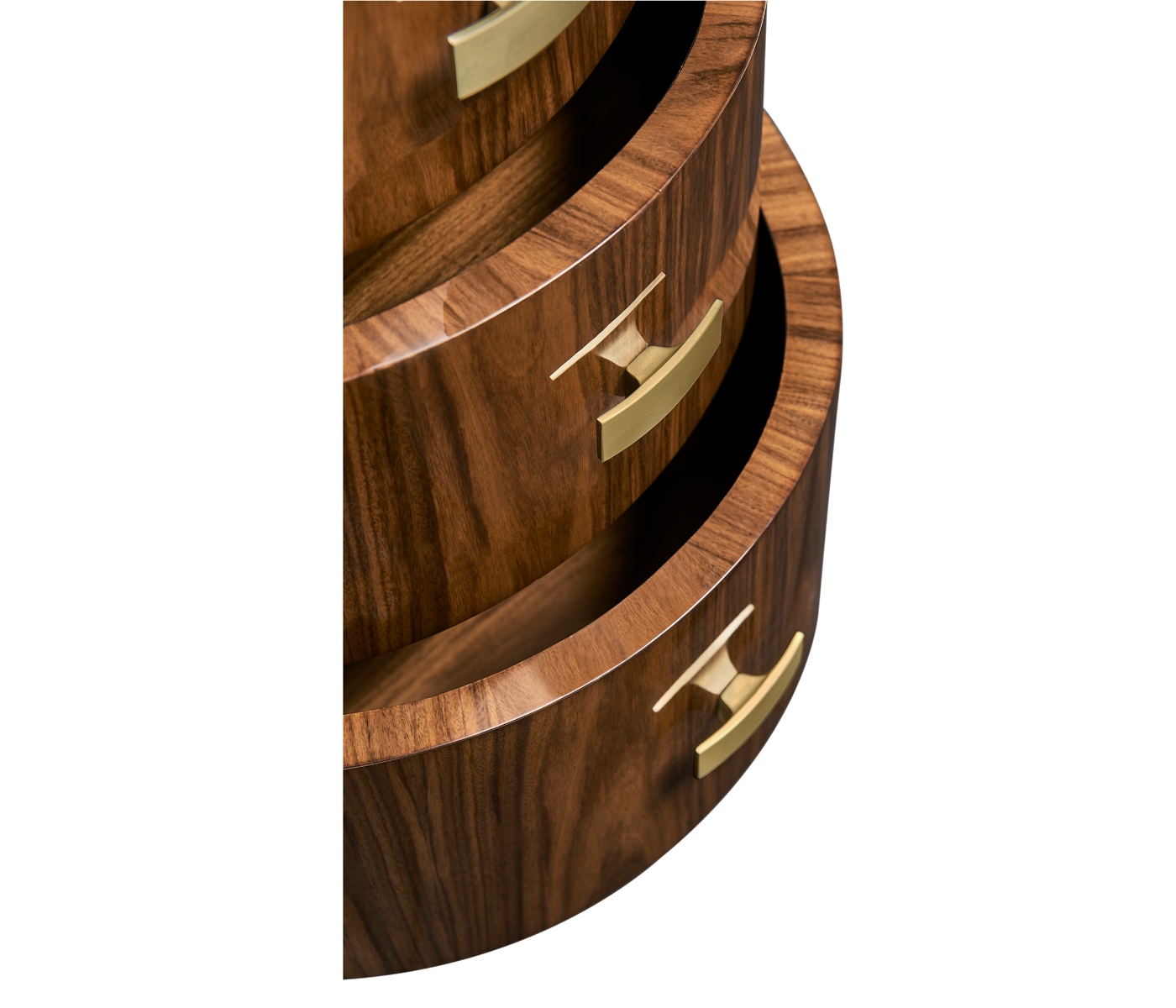 Art Deco Oval Chest of Drawers with Brass Handles (High Lustre)