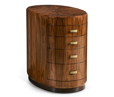 Art Deco Oval Chest of Drawers with Brass Handles (High Lustre)