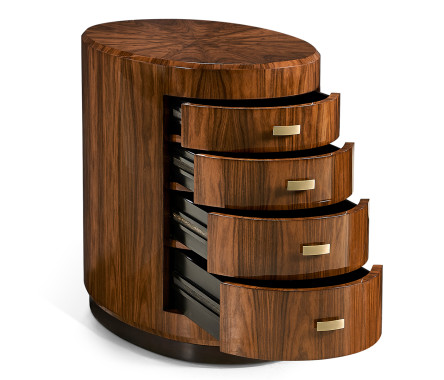 Art Deco Oval Chest of Drawers with Brass Handles (High Lustre)
