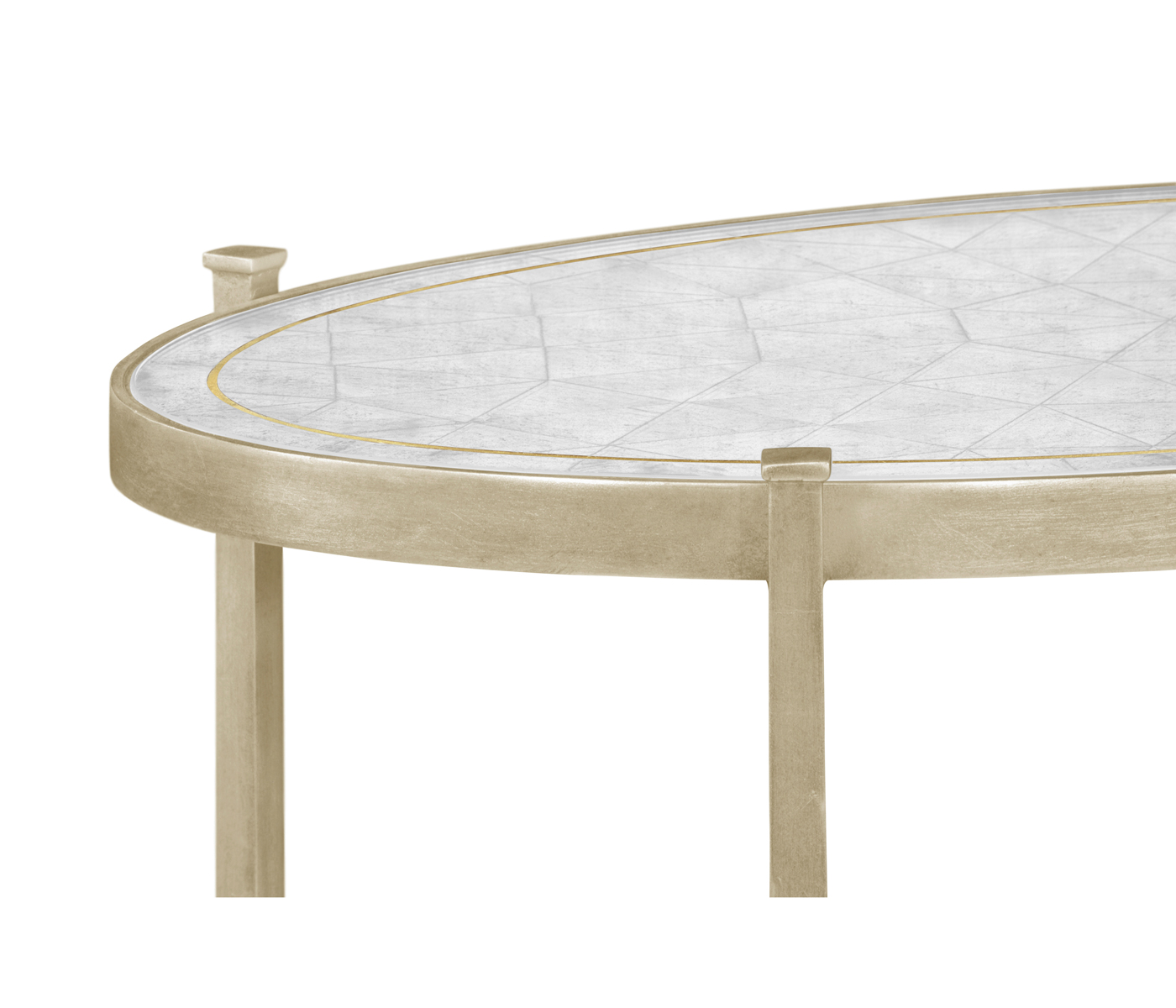 Large Églomisé & Silver Iron Three-Tier Table