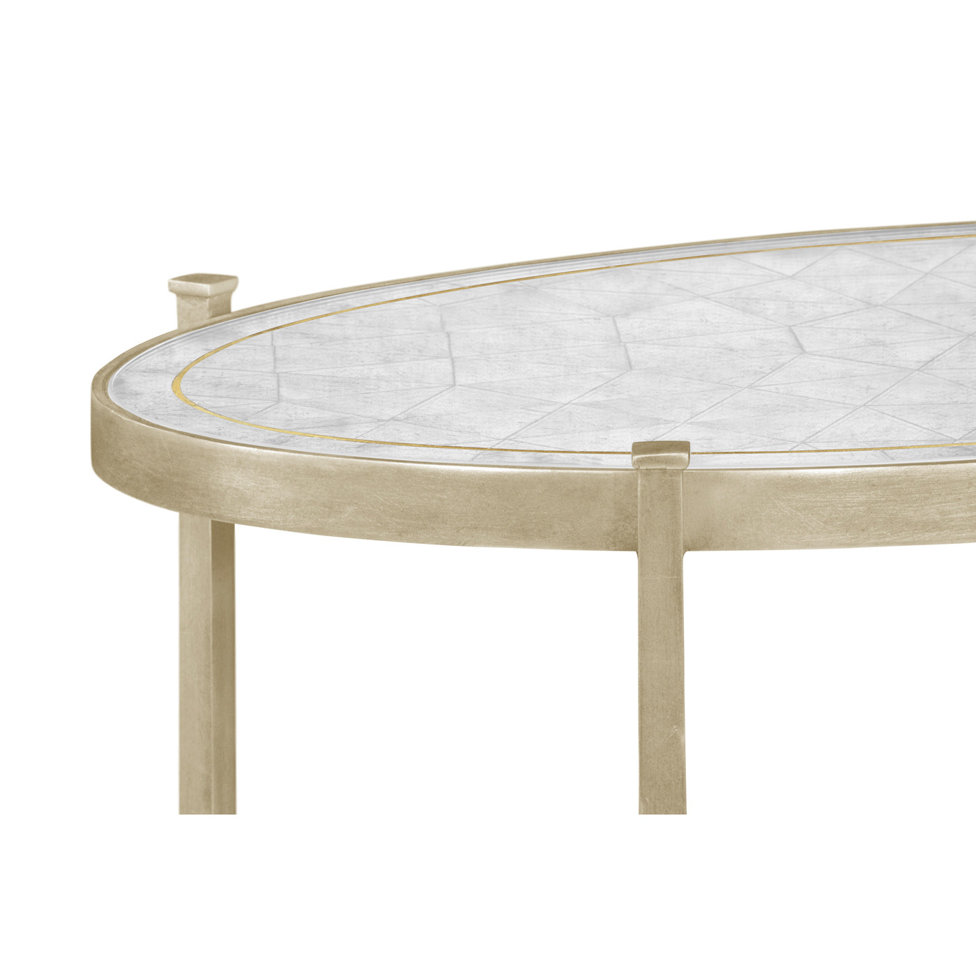 Large Églomisé & Silver Iron Three-Tier Table