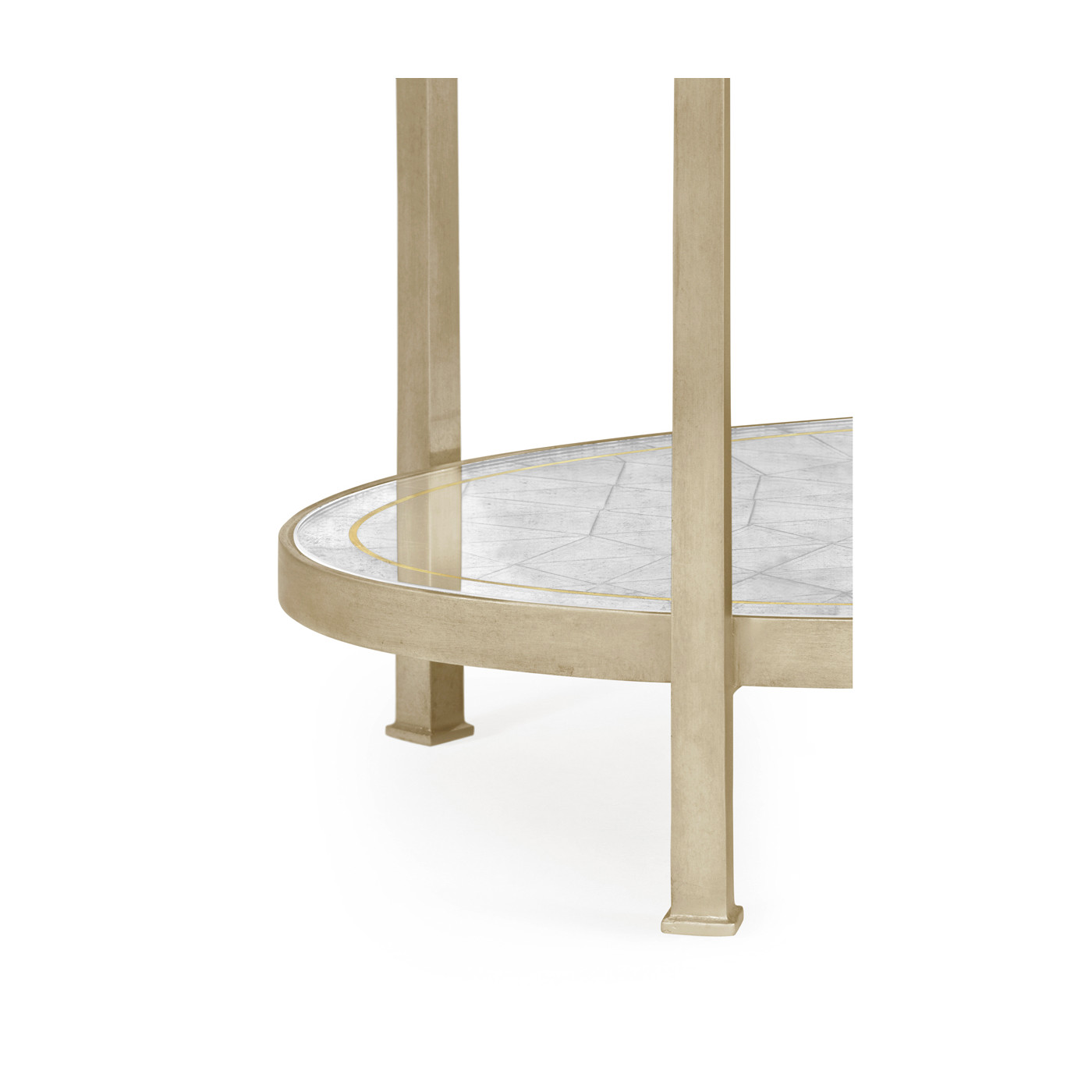 Large Églomisé & Silver Iron Three-Tier Table