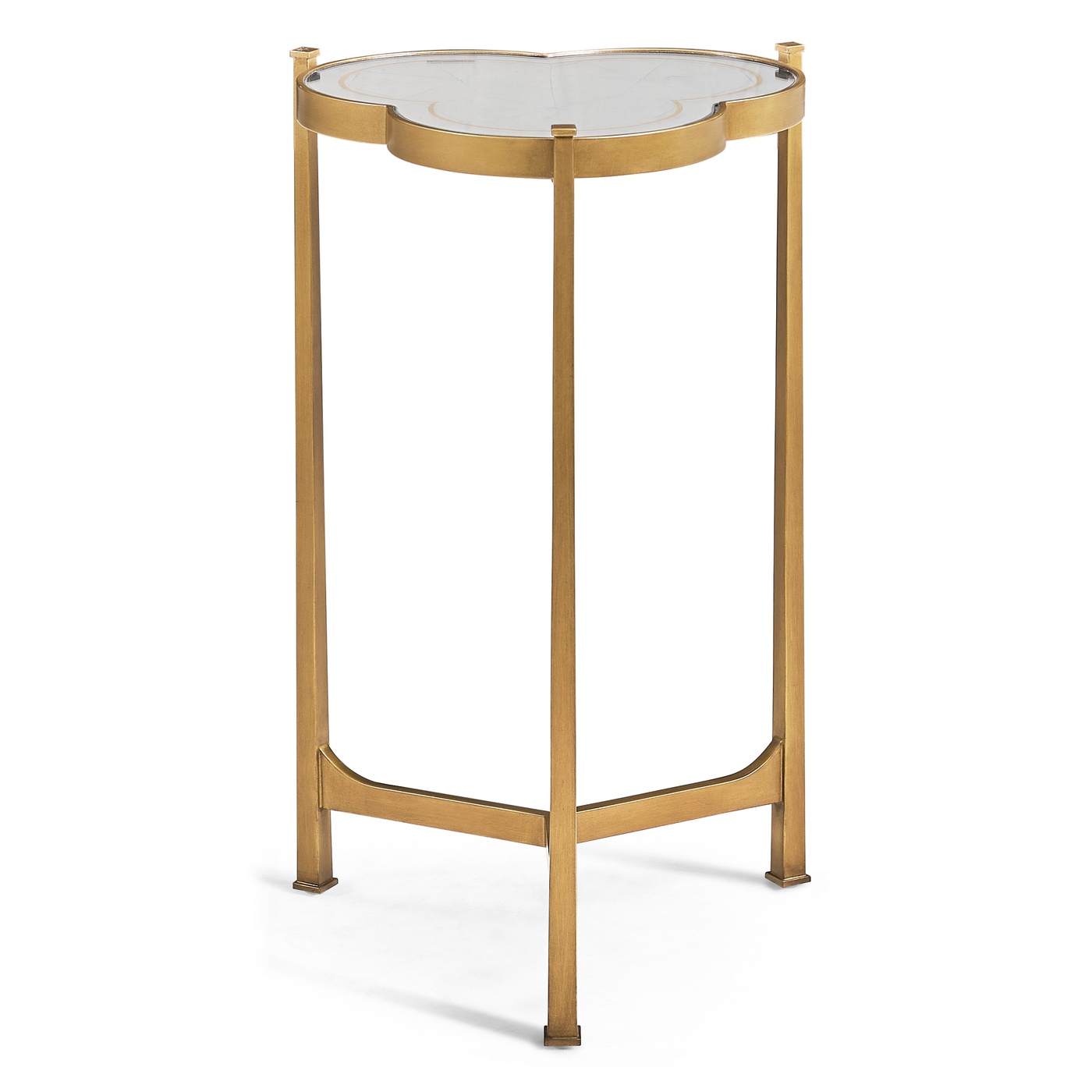 Églomisé & Gilded Iron Trefoil Lamp Table