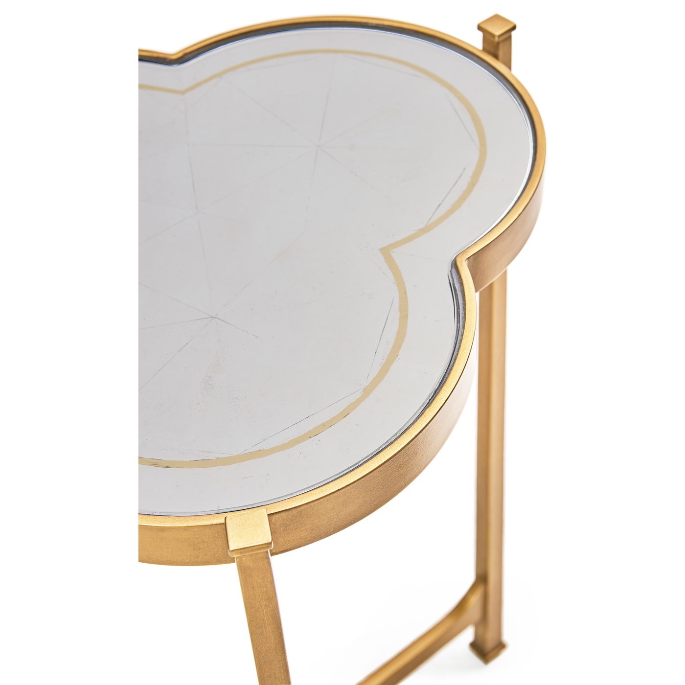 Églomisé & Gilded Iron Trefoil Lamp Table