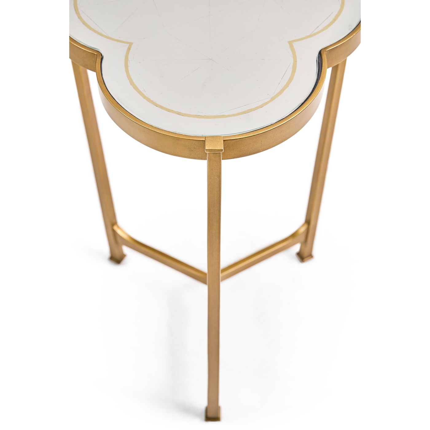 Églomisé & Gilded Iron Trefoil Lamp Table