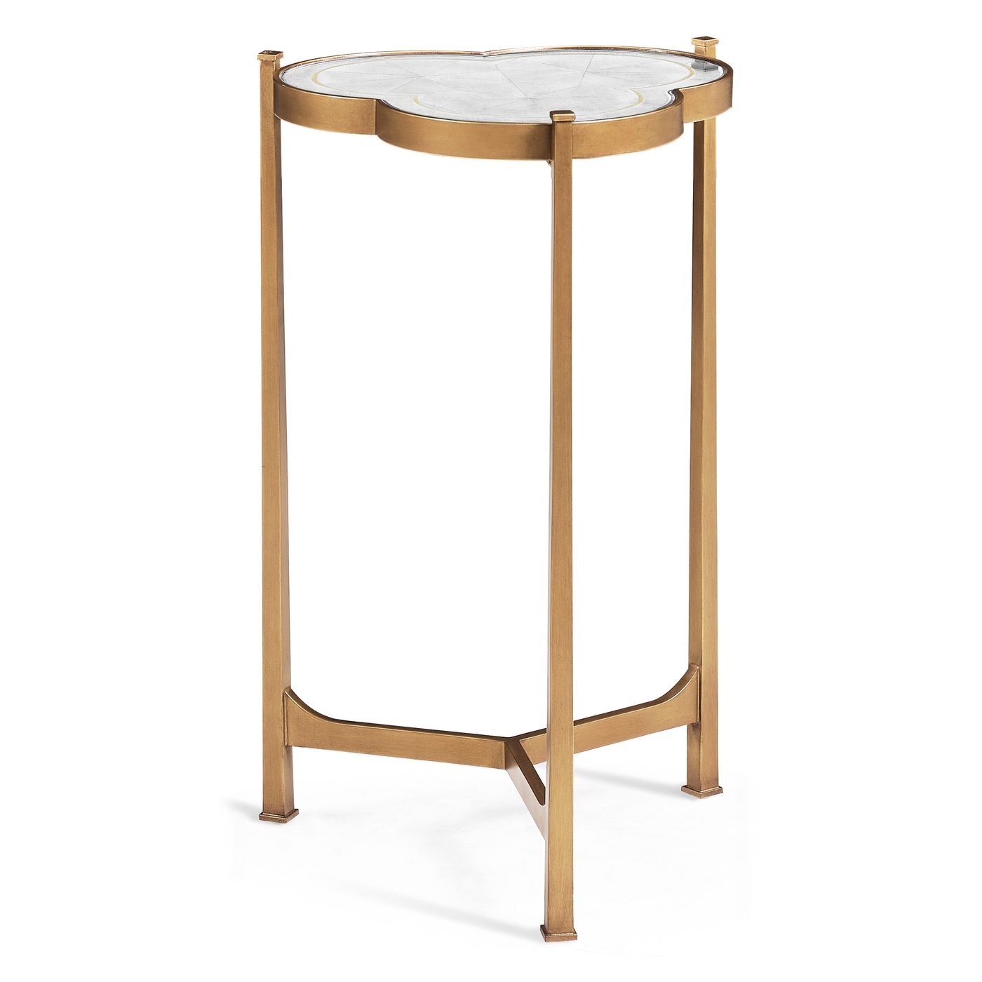 Églomisé & Gilded Iron Trefoil Lamp Table