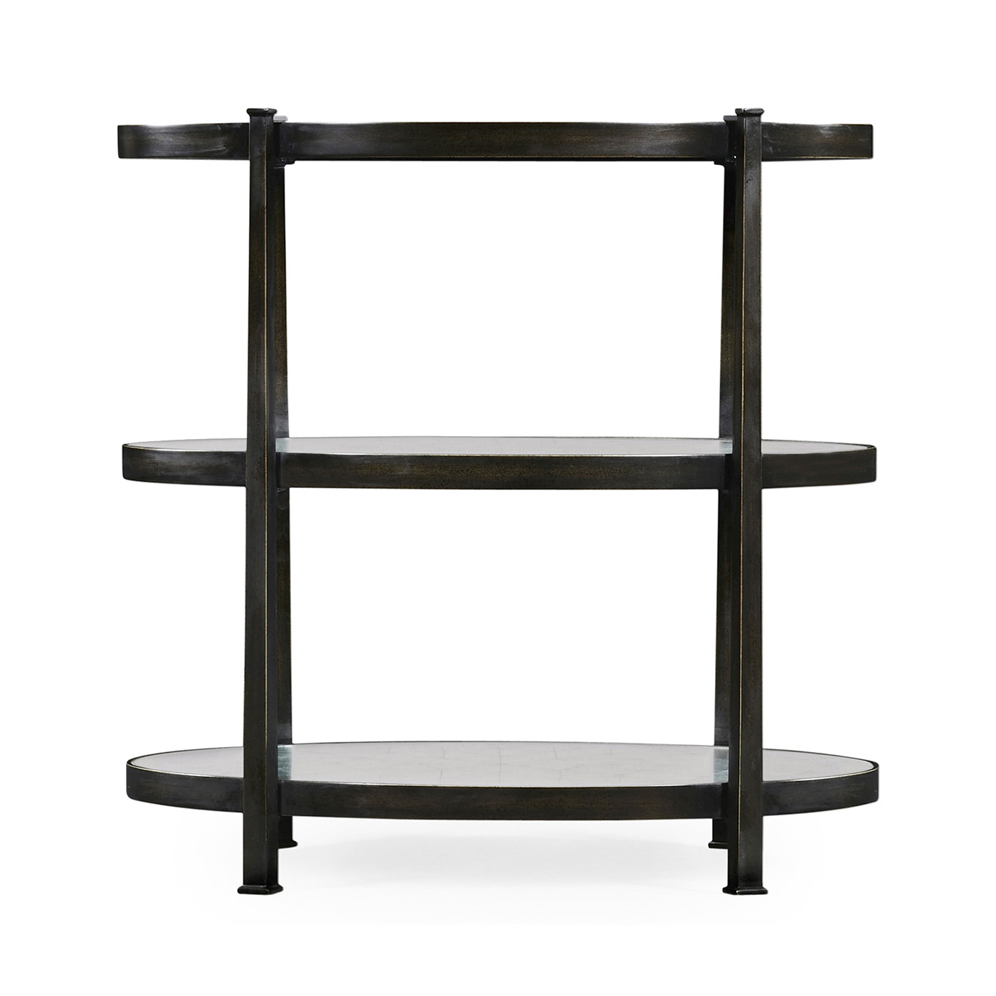 Small Églomisé & Bronze Iron Three-Tier Table