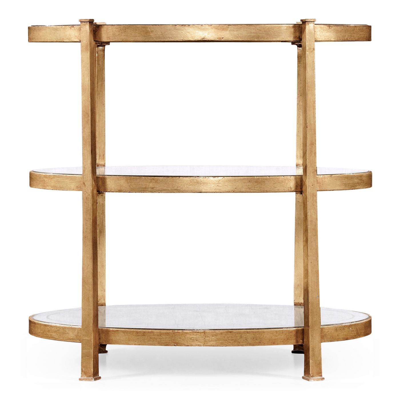 Small Églomisé & Gilded Iron Three-Tier Table