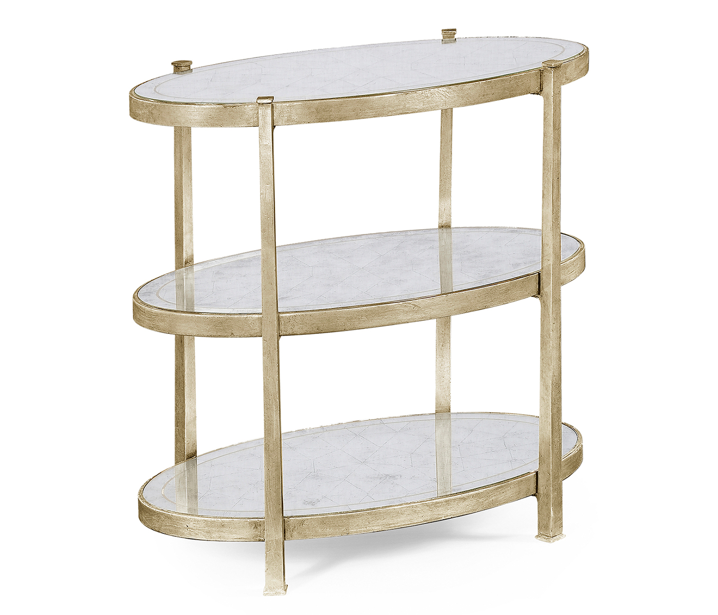Small Églomisé & Silver Iron Three-Tier Table