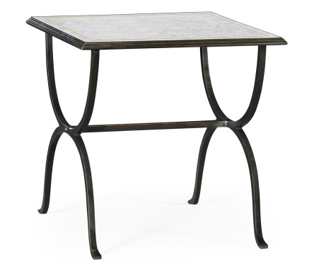 Églomisé & Bronze Iron Square Side Table