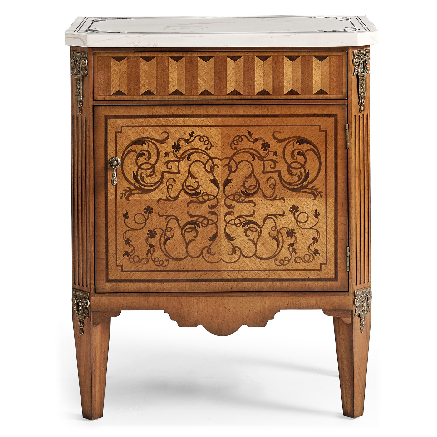 Small Satinwood & Cream Scagliola Italian Commode