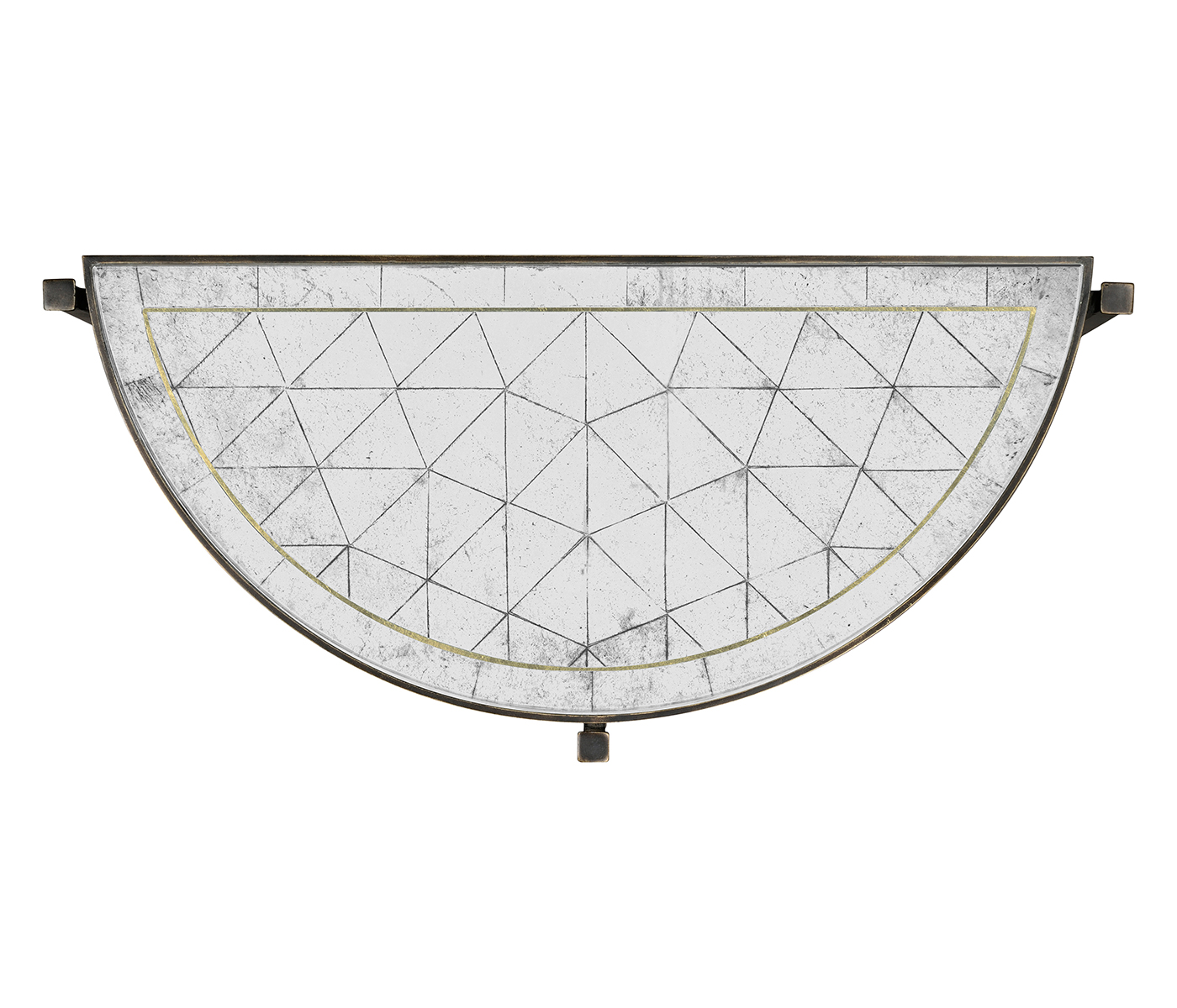 Small Églomisé & Bronze Iron Demilune Console