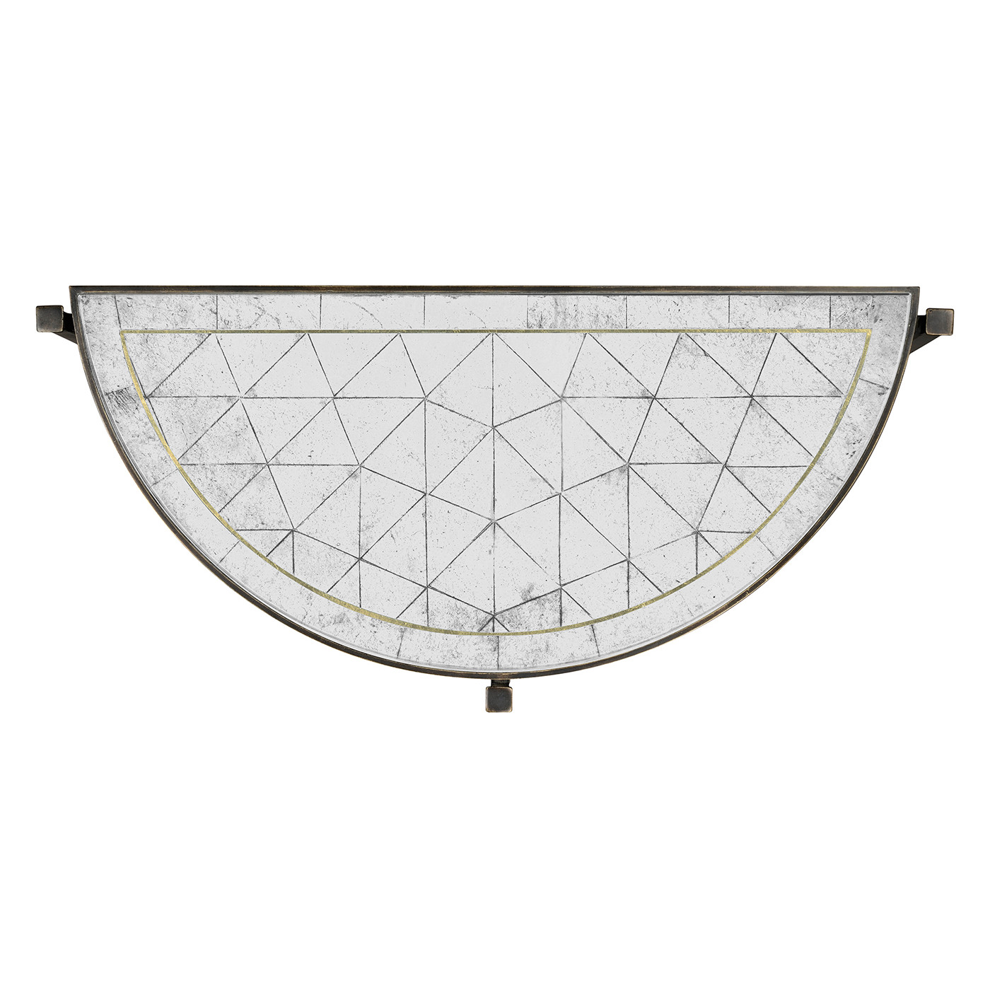 Small Églomisé & Bronze Iron Demilune Console