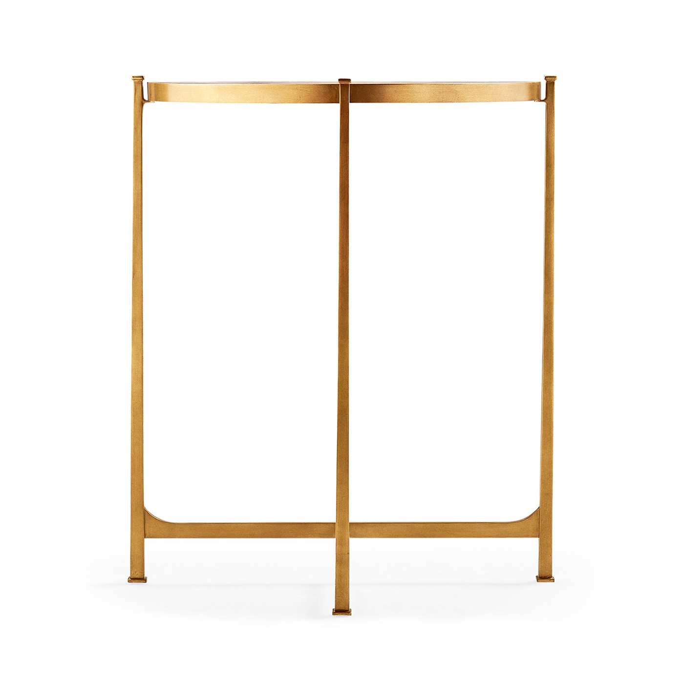 Small Églomisé & Gilded Iron Demilune Console