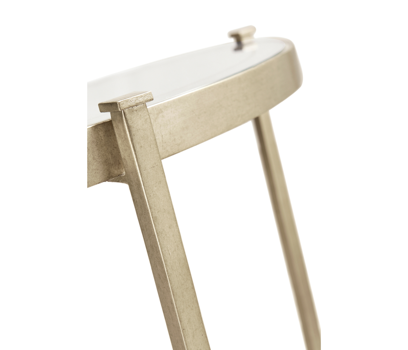 Small Églomisé & Silver Iron Demilune Console