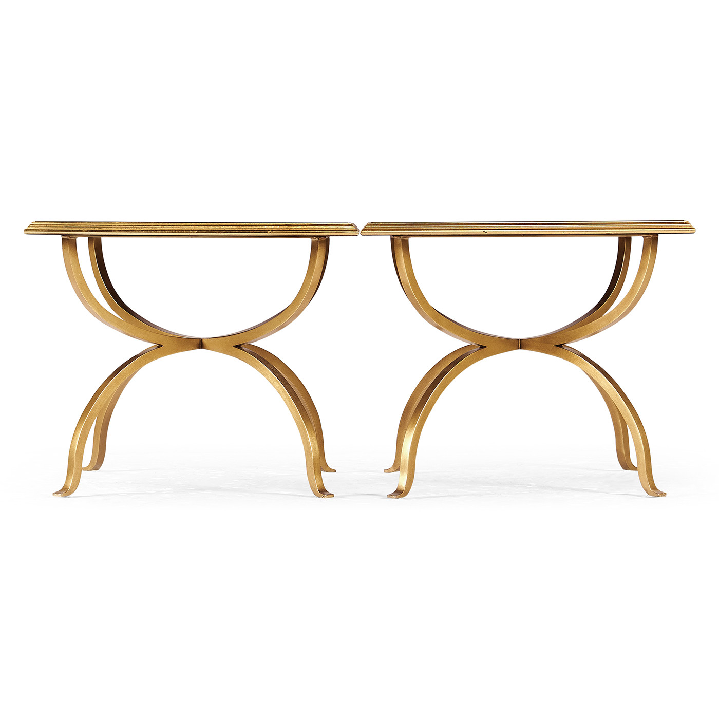 Églomisé & Gilded Iron Set of Two Tables