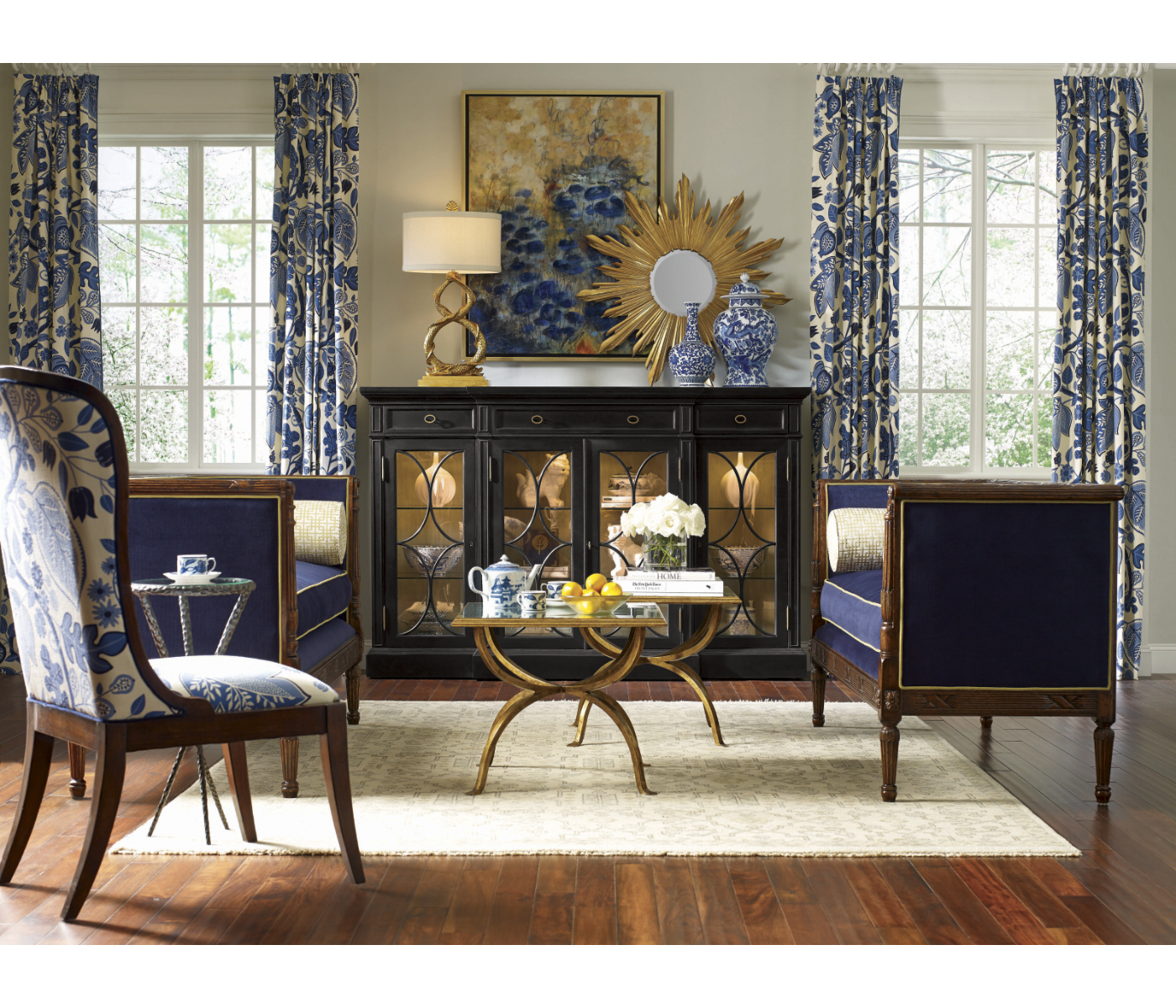 Églomisé & Gilded Iron Set of Two Tables