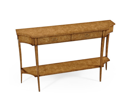 Large Biedermeier Light Walnut Masur Birch Console Table
