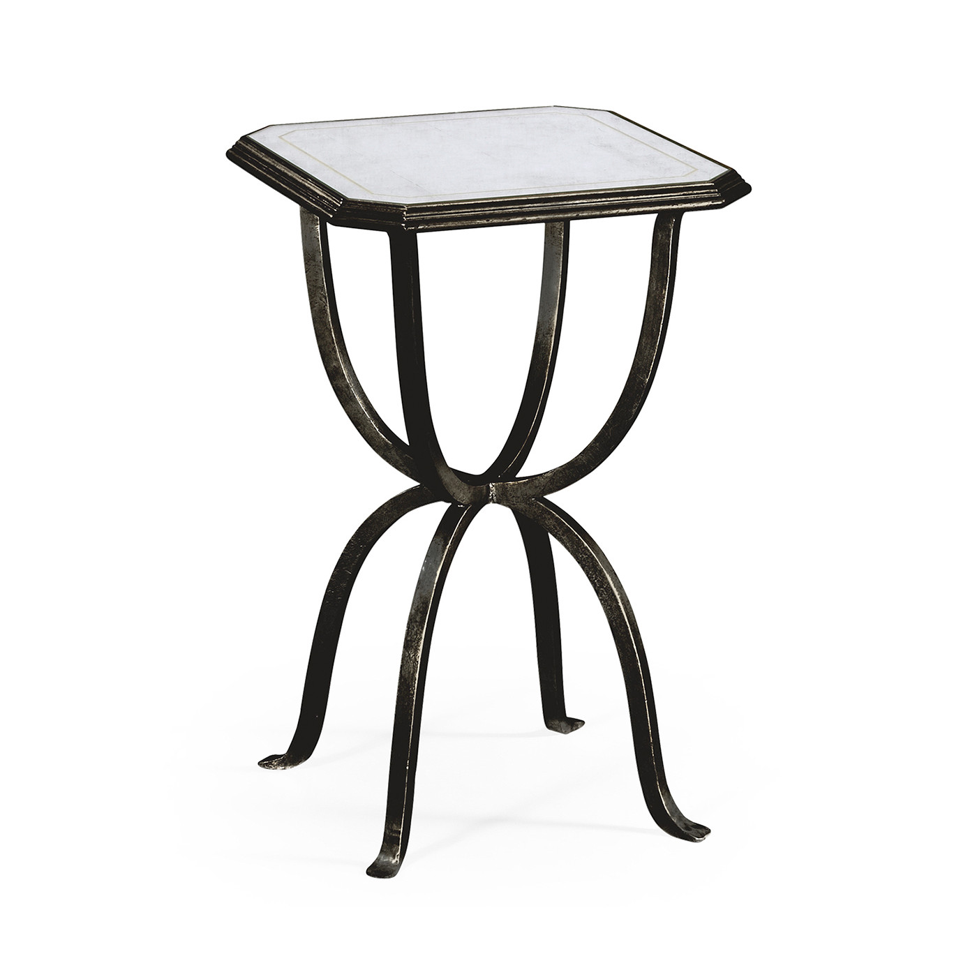 Églomisé & Bronze Iron Octagonal Side Table