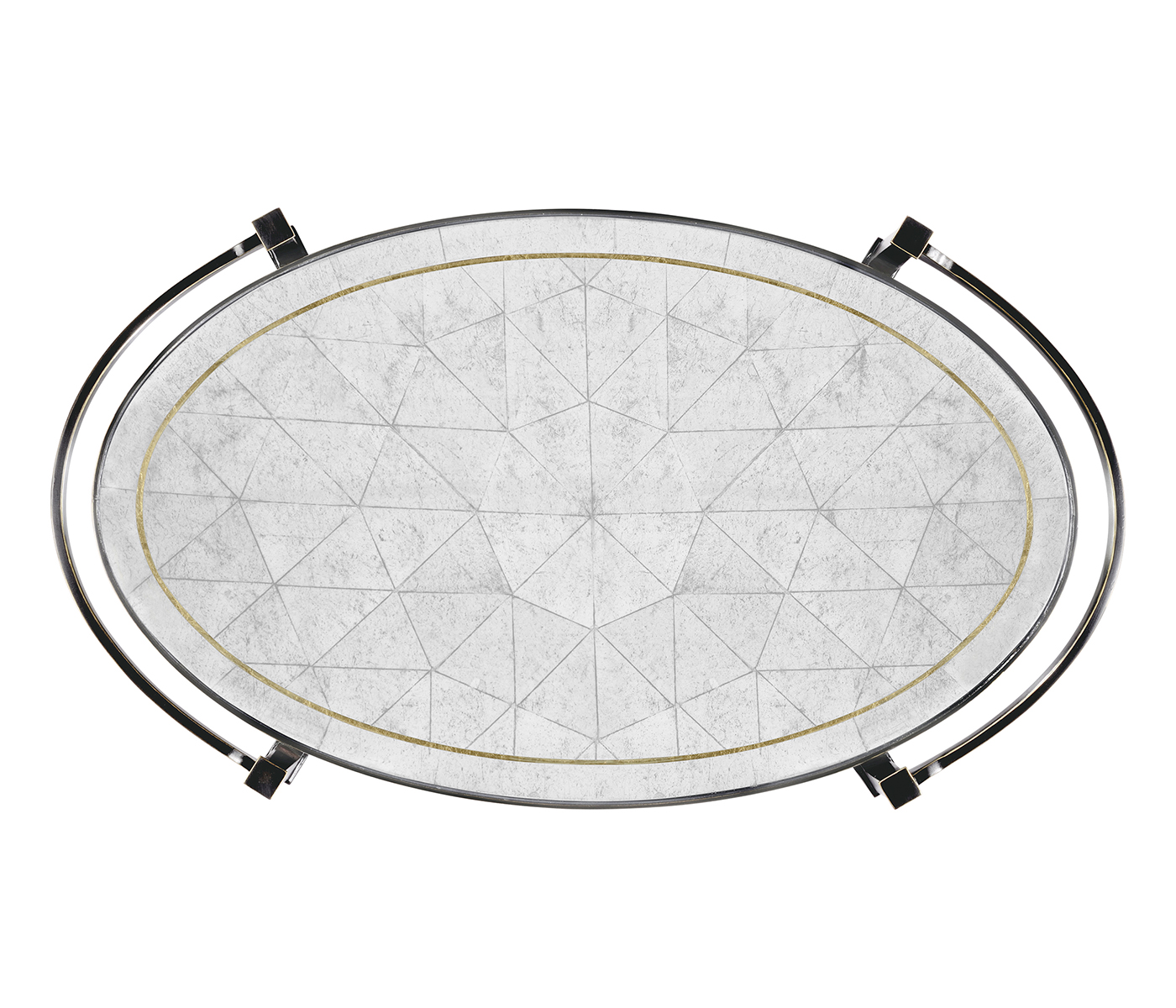 Églomisé & Bronze Iron Oval Tray