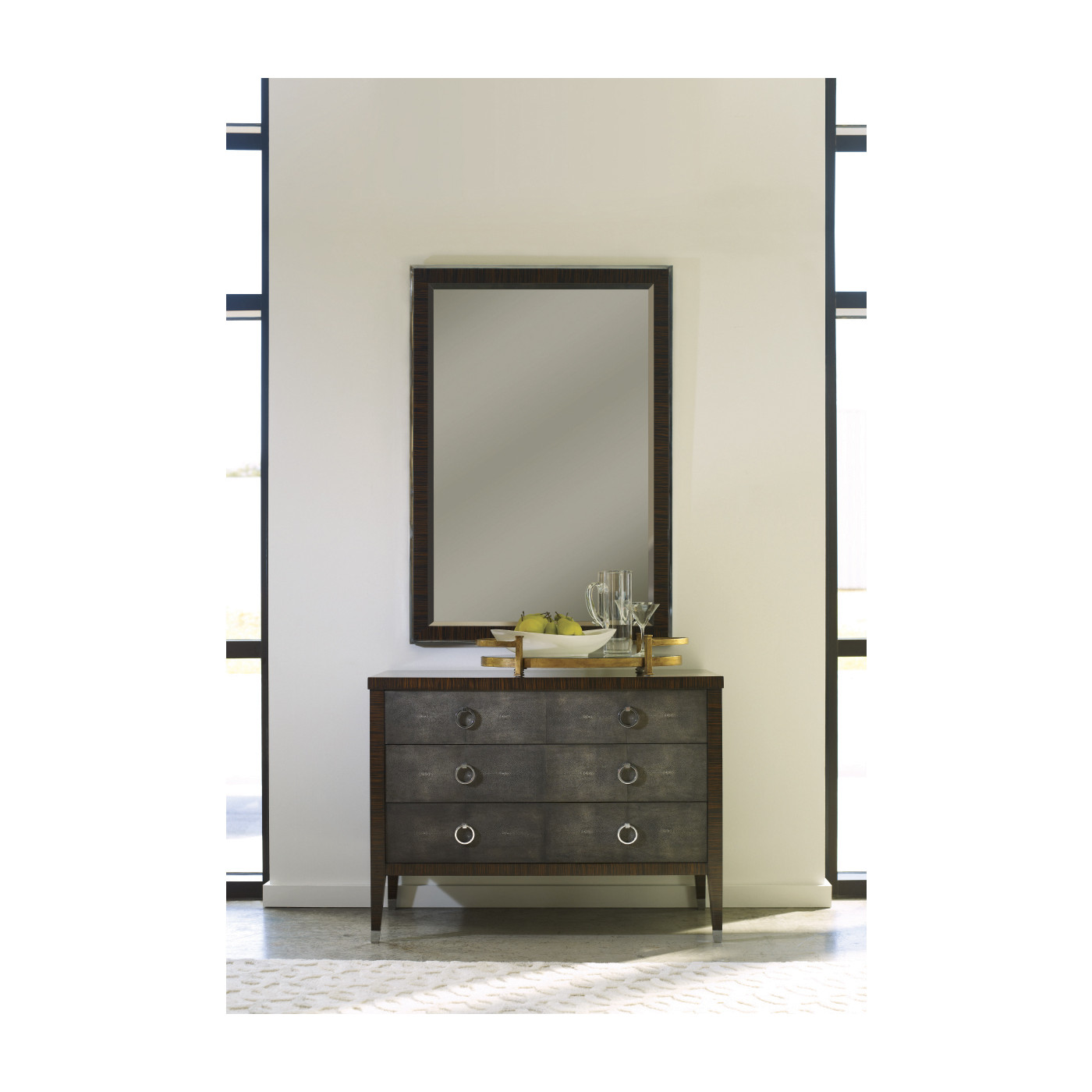 Églomisé & Bronze Iron Oval Tray