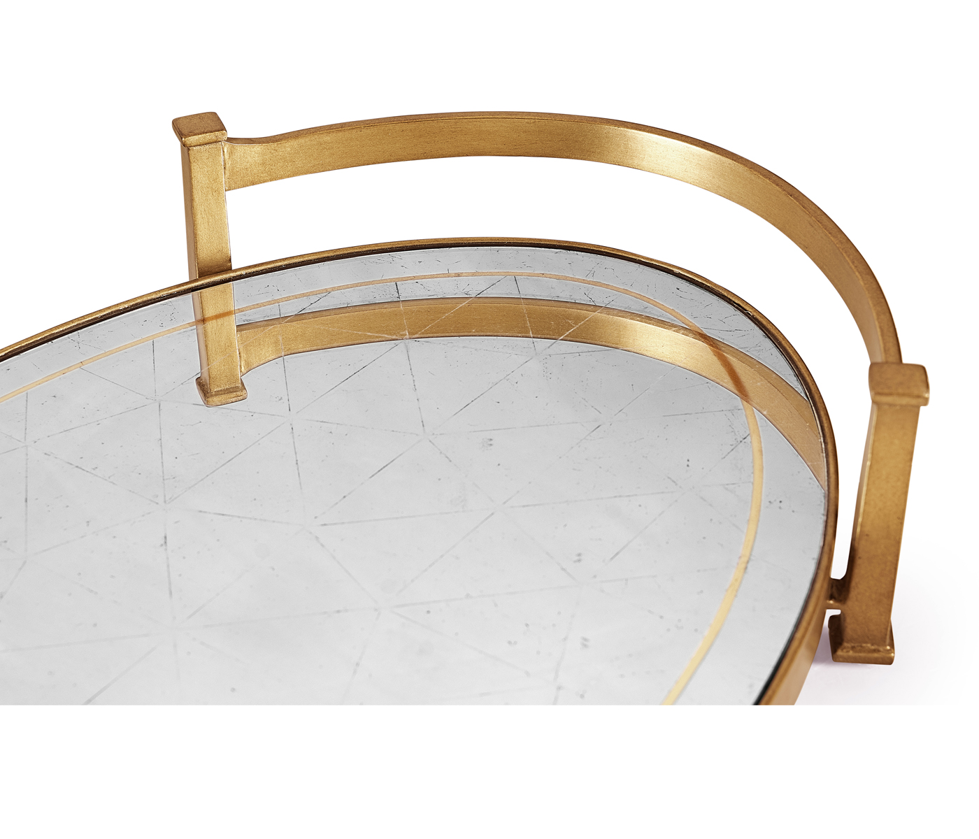 Églomisé & Gilded Iron Oval Tray