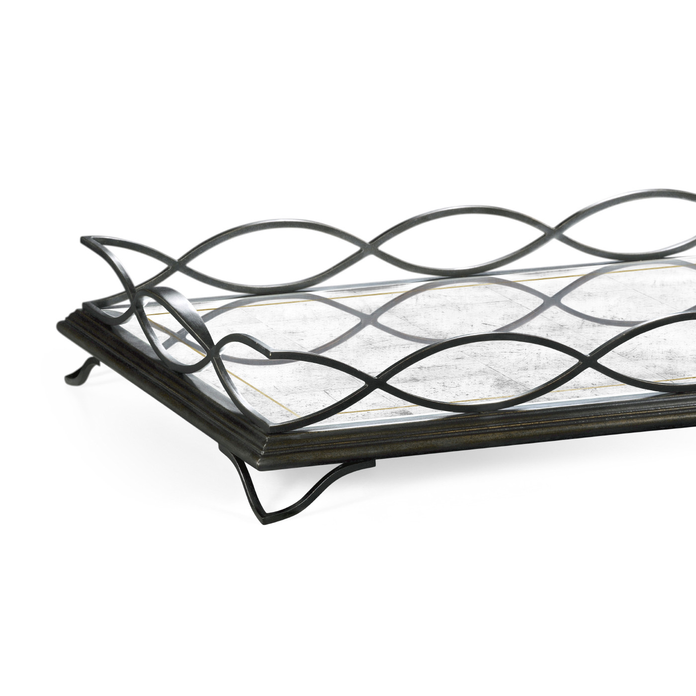 Églomisé & Bronze Iron Rectangular Tray