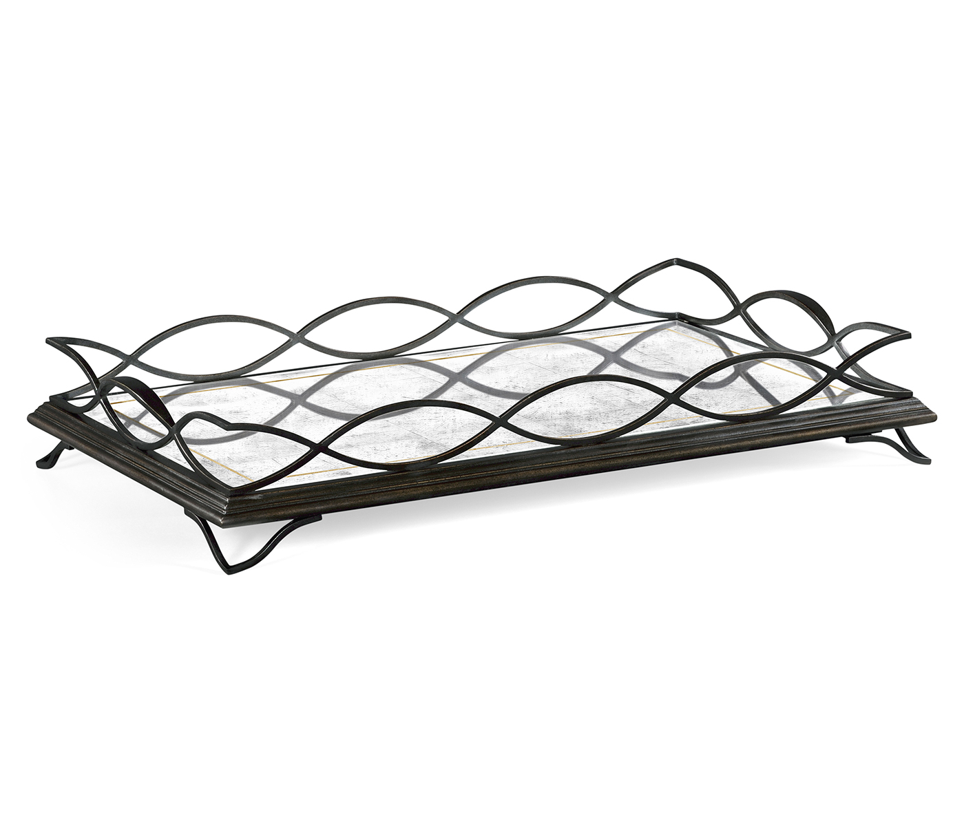 Églomisé & Bronze Iron Rectangular Tray