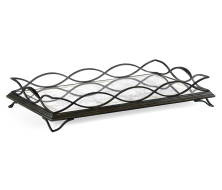 Églomisé & Bronze Iron Rectangular Tray