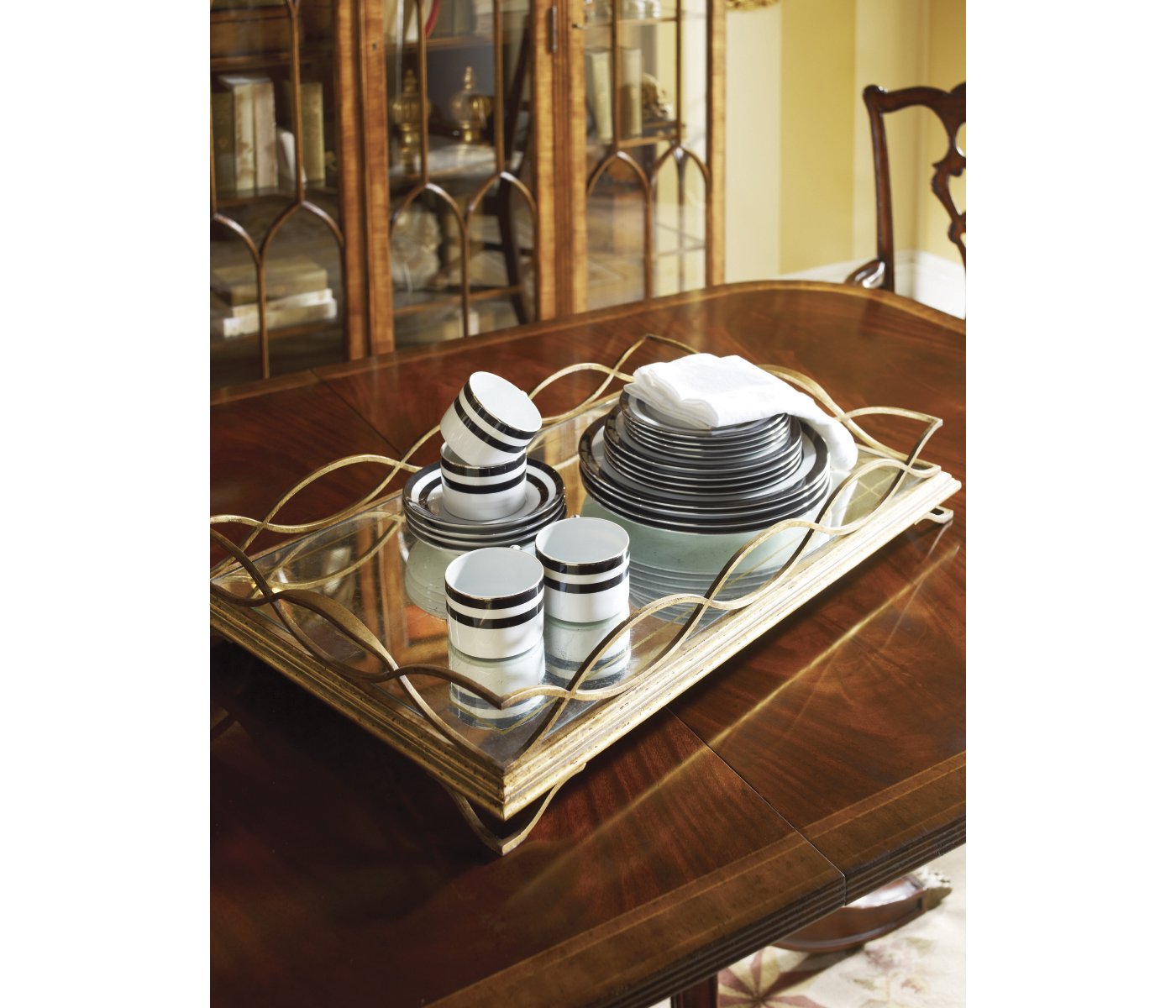 Églomisé & Silver Iron Rectangular Tray