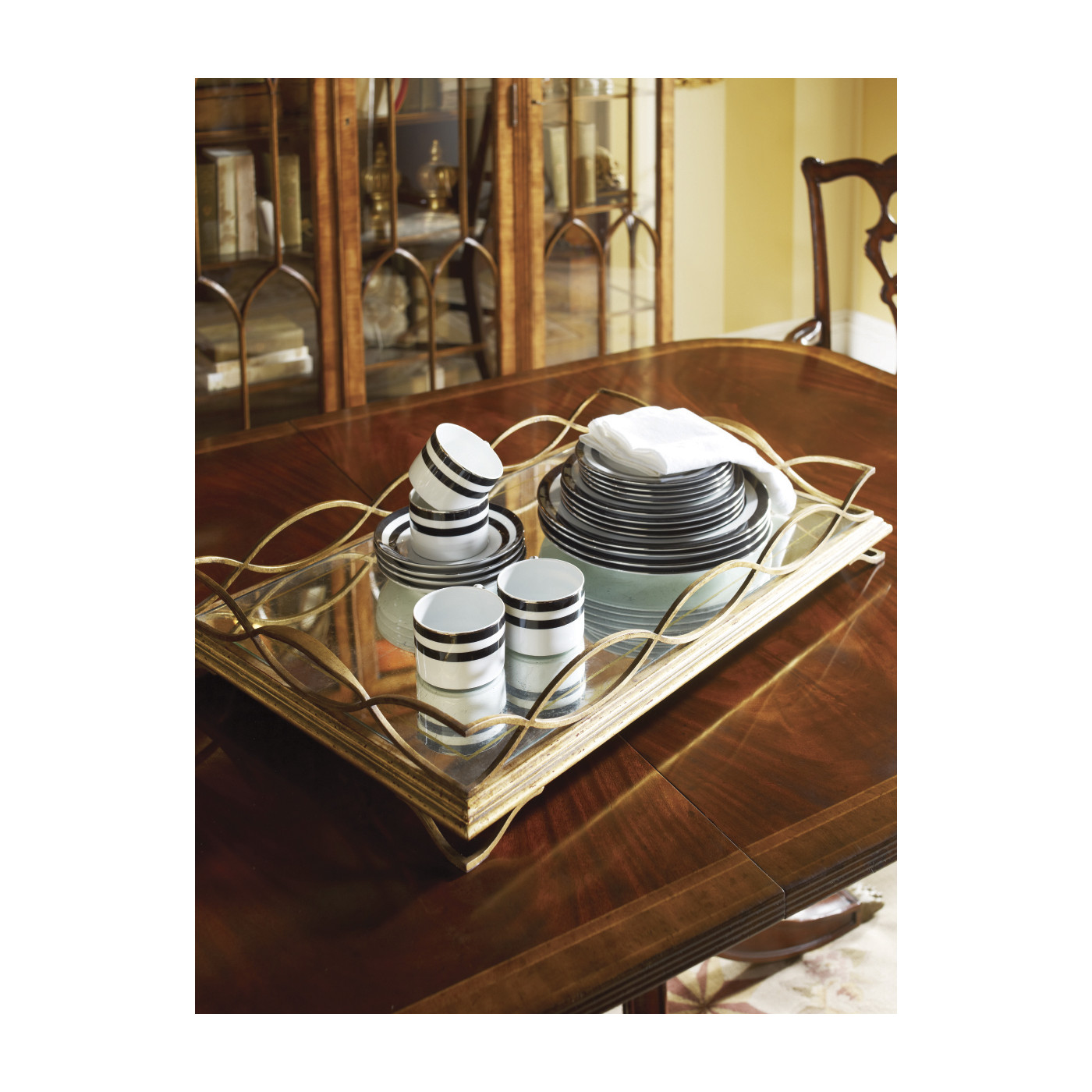 Églomisé & Silver Iron Rectangular Tray